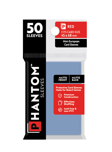 Phantom Card Sleeves - Red Mini-European Size (45mm x 68mm) - Matte/Matte (50ct)