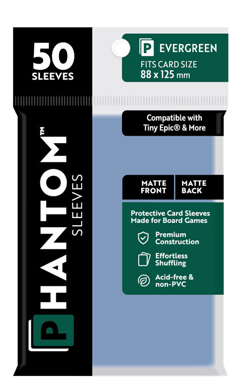 Phantom Card Sleeves - Evergreen - Compatible with "Tiny Epic" Size (88mm x 125mm) - Matte/Matte (50ct)