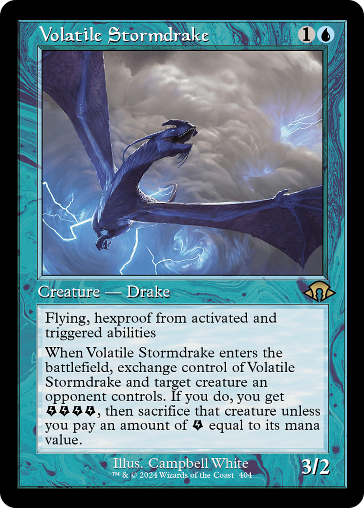 Volatile Stormdrake (MH3-404) - Modern Horizons 3 [Rare] Retro Frame