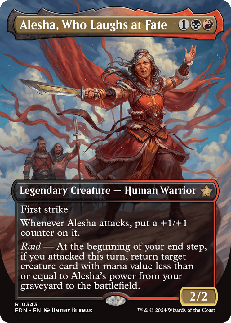 Alesha, Who Laughs at Fate (FDN-343) - Foundations (Borderless) Foil [Rare]