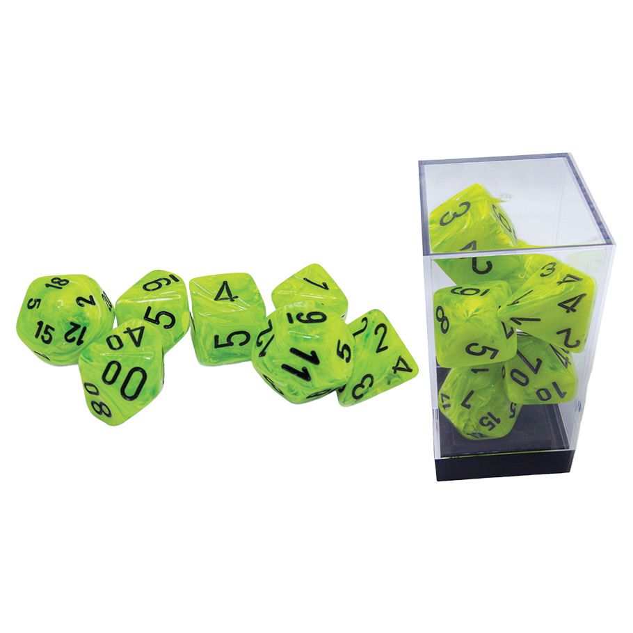 Chessex - 7-Set Mega Hedrals: Vortex Bright Green/Black