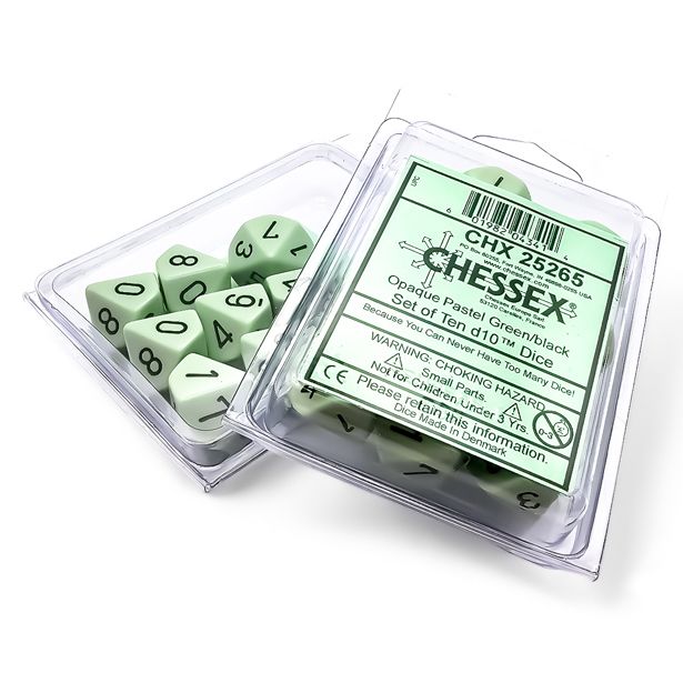 Chessex - 10D10 - Opaque - Pastel Green/Black