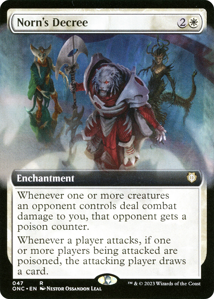 Norn's Decree (ONC-047) - Phyrexia: All Will Be One Commander: (Extended Art) [Rare]