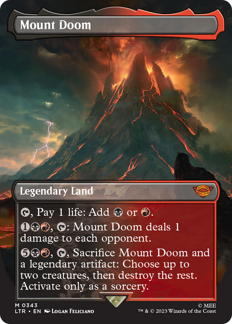 Mount Doom (LTR-343) - The Lord of the Rings: Tales of Middle-earth (Borderless) Foil [Mythic]