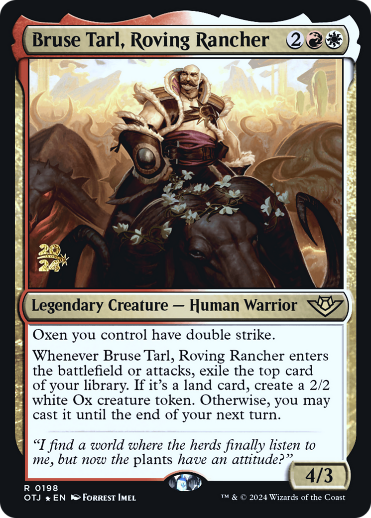 Bruse Tarl, Roving Rancher (POTJ-198S) - Outlaws of Thunder Junction Promos Foil [Rare]