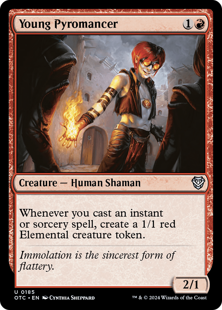 Young Pyromancer (OTC-185) - Outlaws of Thunder Junction Commander [Uncommon]