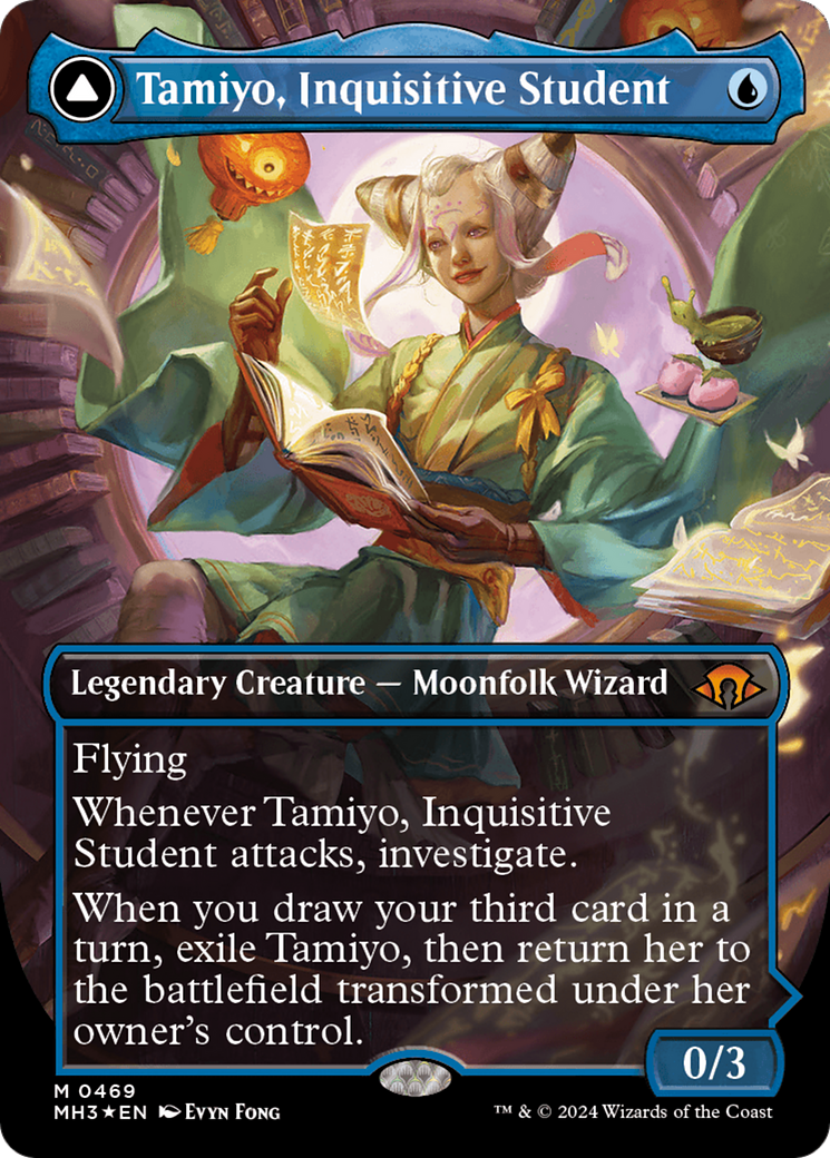 Tamiyo, Inquisitive Student // Tamiyo, Seasoned Scholar (MH3-469) - Modern Horizons 3 (Borderless) Textured Foil [Mythic]