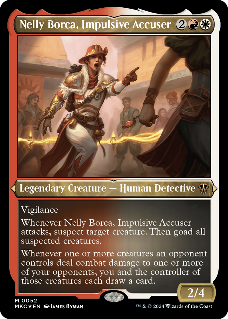 Nelly Borca, Impulsive Accuser (MKC-052) - Murders at Karlov Manor Commander Etched Foil [Mythic]