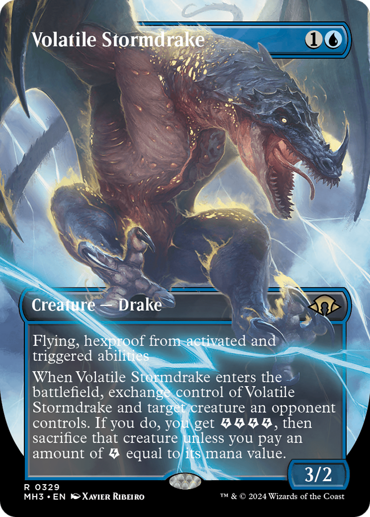 Volatile Stormdrake (MH3-329) - Modern Horizons 3 (Borderless) Foil [Rare]