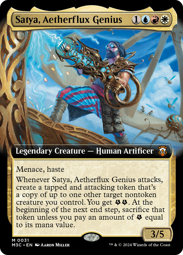 Satya, Aetherflux Genius (M3C-031) - Modern Horizons 3 Commander: (Extended Art) Foil [Mythic]