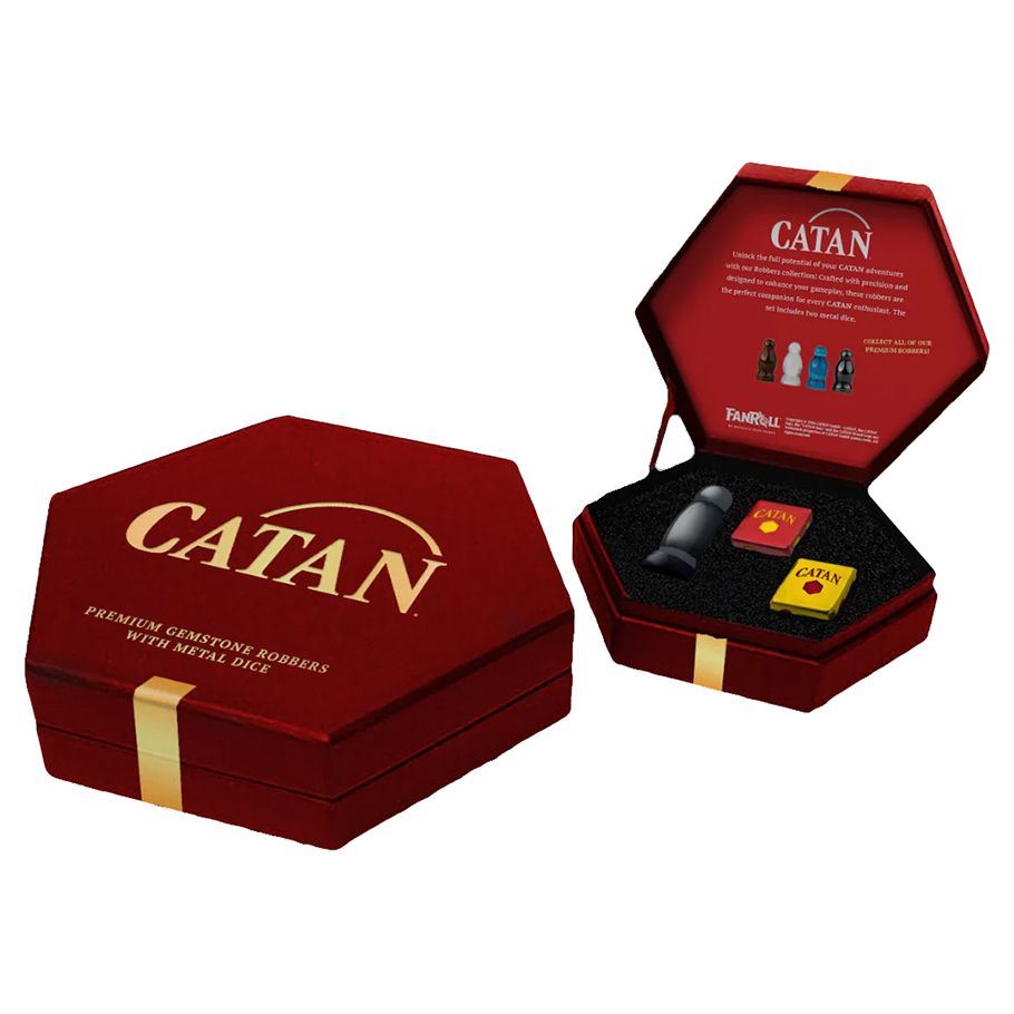 CATAN® Premium Robber & Metal Dice Set- Hematite