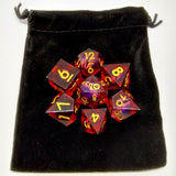 Liquid Core Dragon Eye Dice Kit - Red in Black Suedecloth Pouch