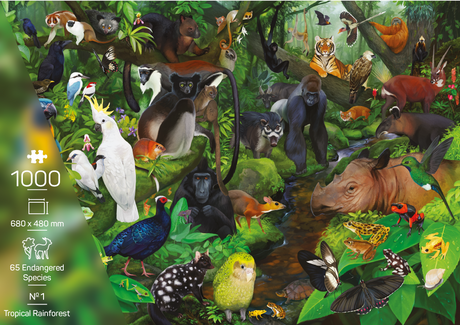 Treecer Puzzles - The Endangered Species Collection – Nr. 1 Tropical Rainforest (1000 Pieces) (Import)