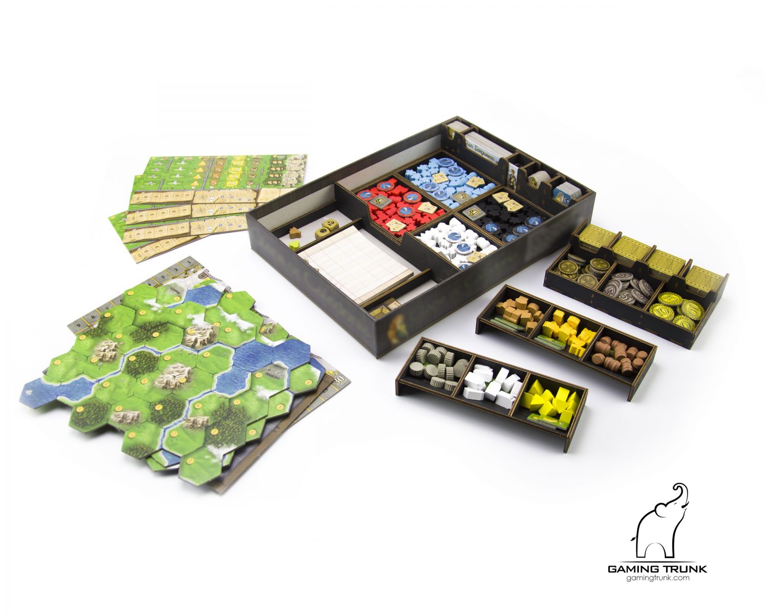 Gaming Trunk - Caledonia Organizer for Clans of Caledonia board game (Black) (For First Edition of the game)