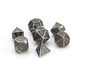 Metal Gothica Dice Set - Battleworn Silver (7)