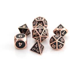 Metal Gothica Dice Set - Shiny Copper w/ Black (7)