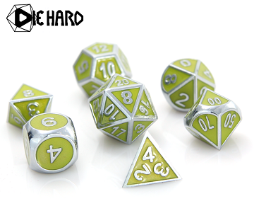 Metal Gemstone Dice Set - SIlver Titanite (7)