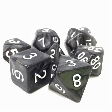 TMG RPG Dice Set - Opaque Black Pearl Shadow Strike