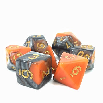 TMG RPG Dice Set - Fusion Orange/Silver