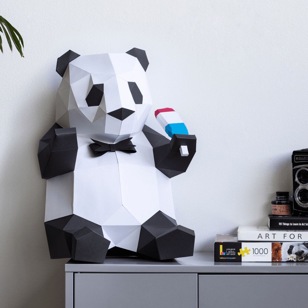 DIY 3D Paper Sculpture Selfie Panda