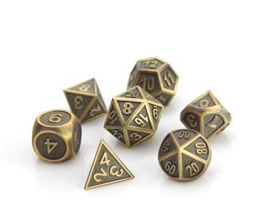 Metal Gothica Dice Set - Battleworn Gold (7)