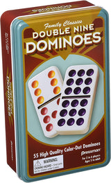 Double Nine Color Dot Dominoes in Tin