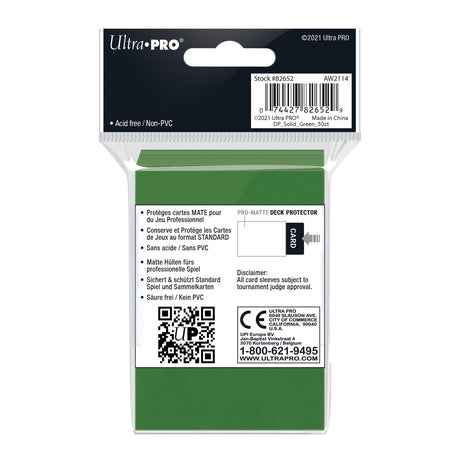 Ultra Pro - PRO-Matte 50ct Standard Deck Protector® sleeves: Green