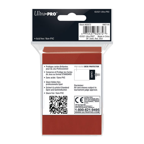 Ultra Pro - PRO-Gloss 50ct Standard Deck Protector® sleeves: Red