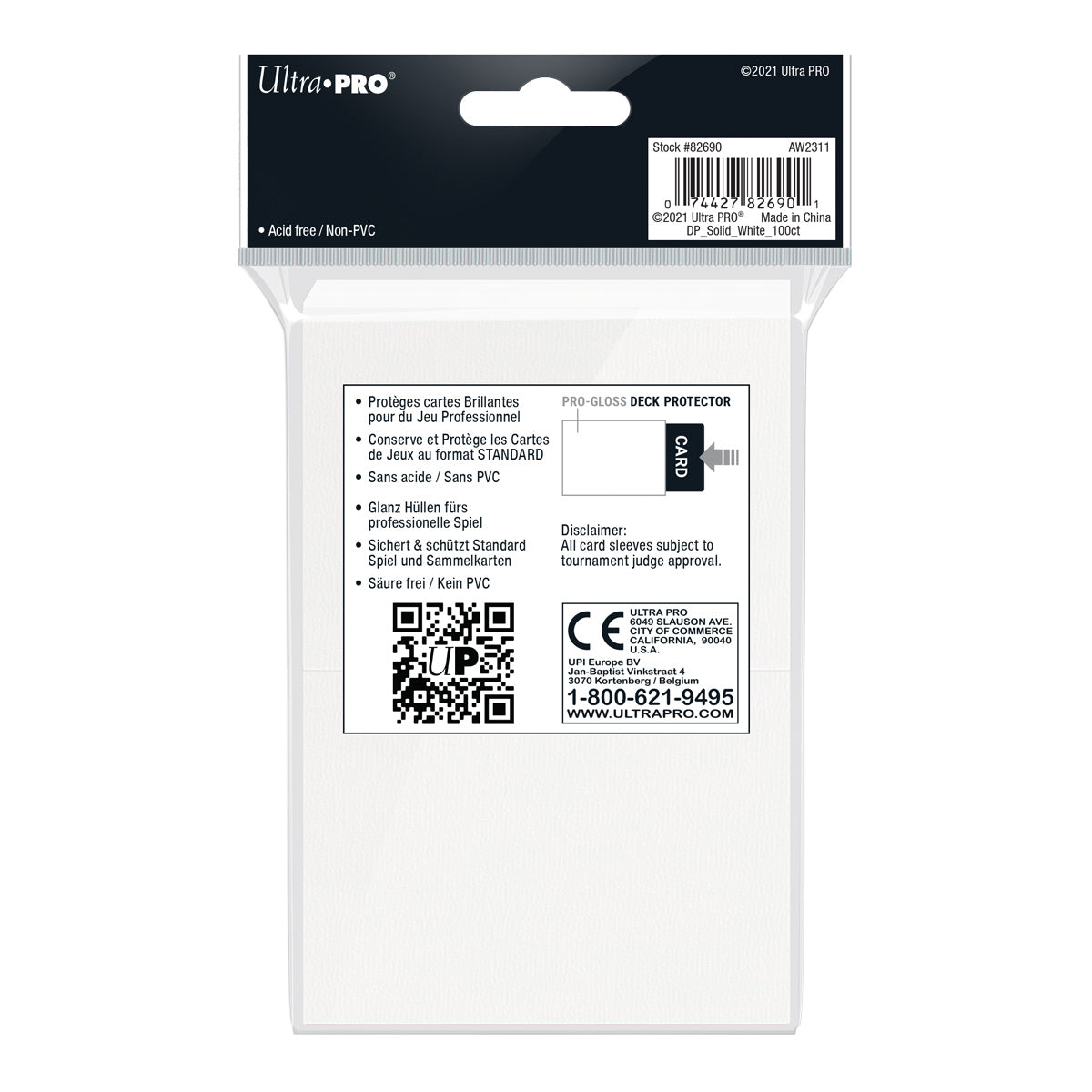 Ultra Pro - PRO-Gloss 100ct Standard Deck Protector® sleeves: White