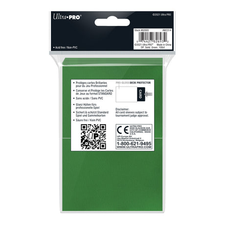 Ultra Pro - PRO-Gloss 100ct Standard Deck Protector® sleeves: Green