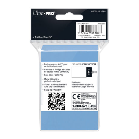 Ultra Pro - PRO-Matte 50ct Standard Deck Protector® sleeves: Light Blue