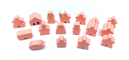 MeepleSource - 19-Piece Set of Salmon Meeples (Compatible with Carcassonne & Expansions)