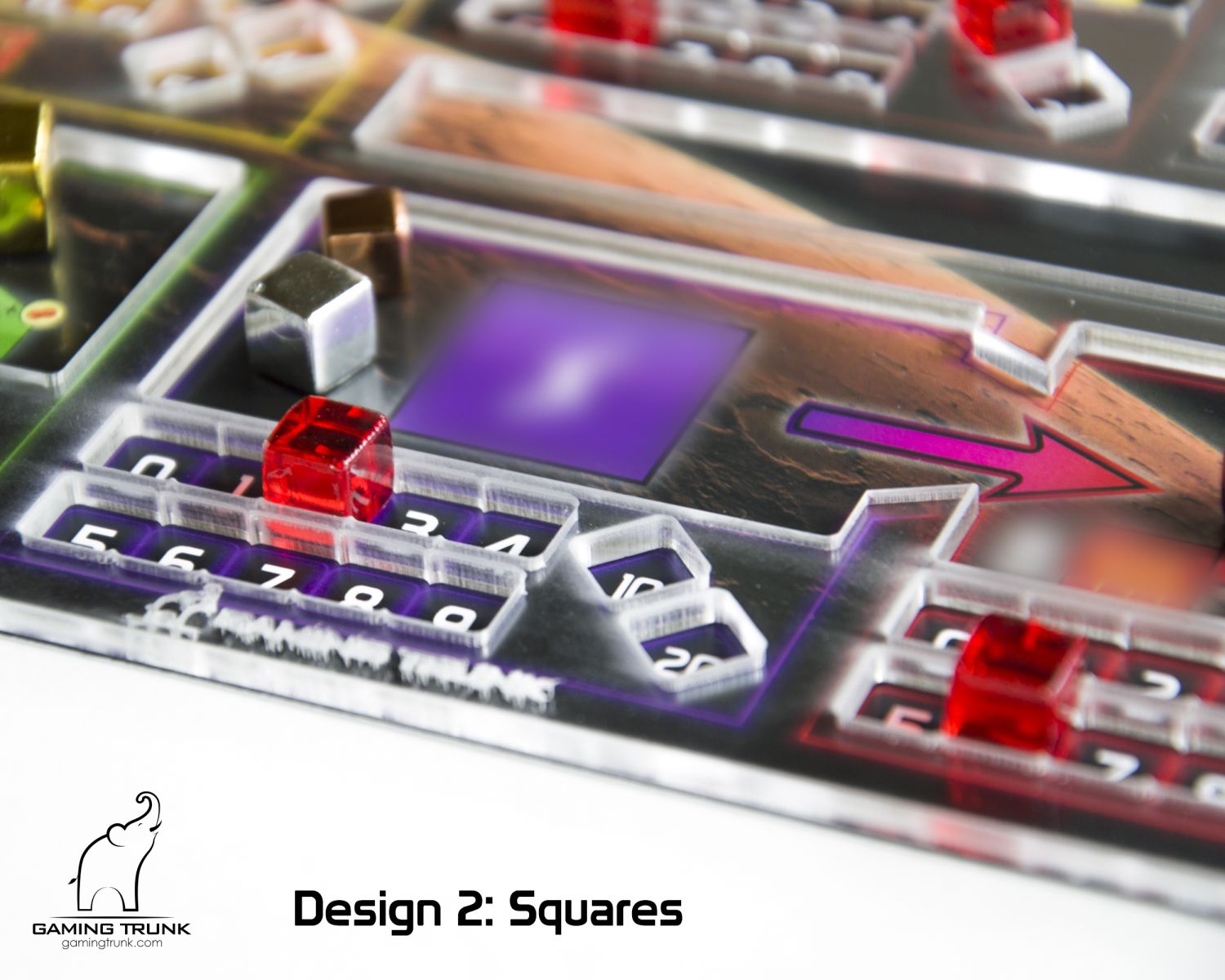 Gaming Trunk - Acrylic single sided overlay for Terraforming Mars™ player mats. Design 2 - SQUARES