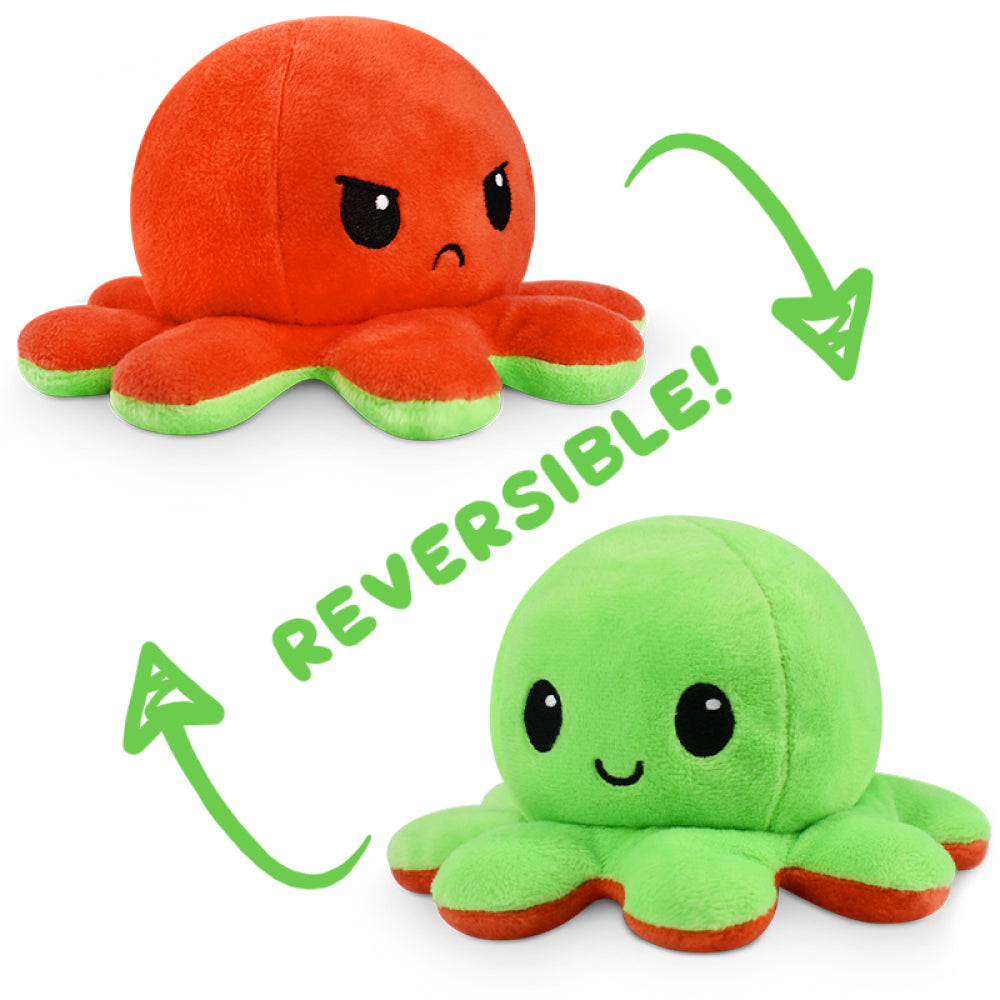 Reversible Octopus Mini Plush (Happy Green+Angry Red)