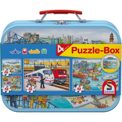 Puzzle - Schmidt Spiele - Vehicles Tin (2x26 Pieces, 2x48 Pieces)