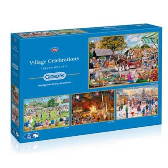 Puzzle - Gibsons - Village Celebrations: 4 Puzzles (500 Pieces)