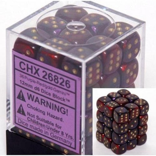 Chessex - 36D6 - Gemini - Purple-Red/Gold