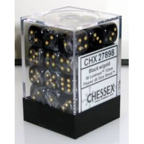 Chessex - 36D6 - Lustrous - Black/Gold