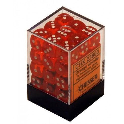 Chessex - 36D6 - Translucent - Orange/White