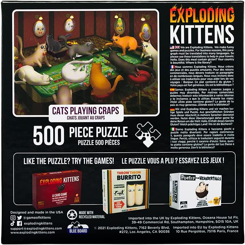 Puzzle - Exploding Kittens - Cats Playing Craps (500 Pieces)