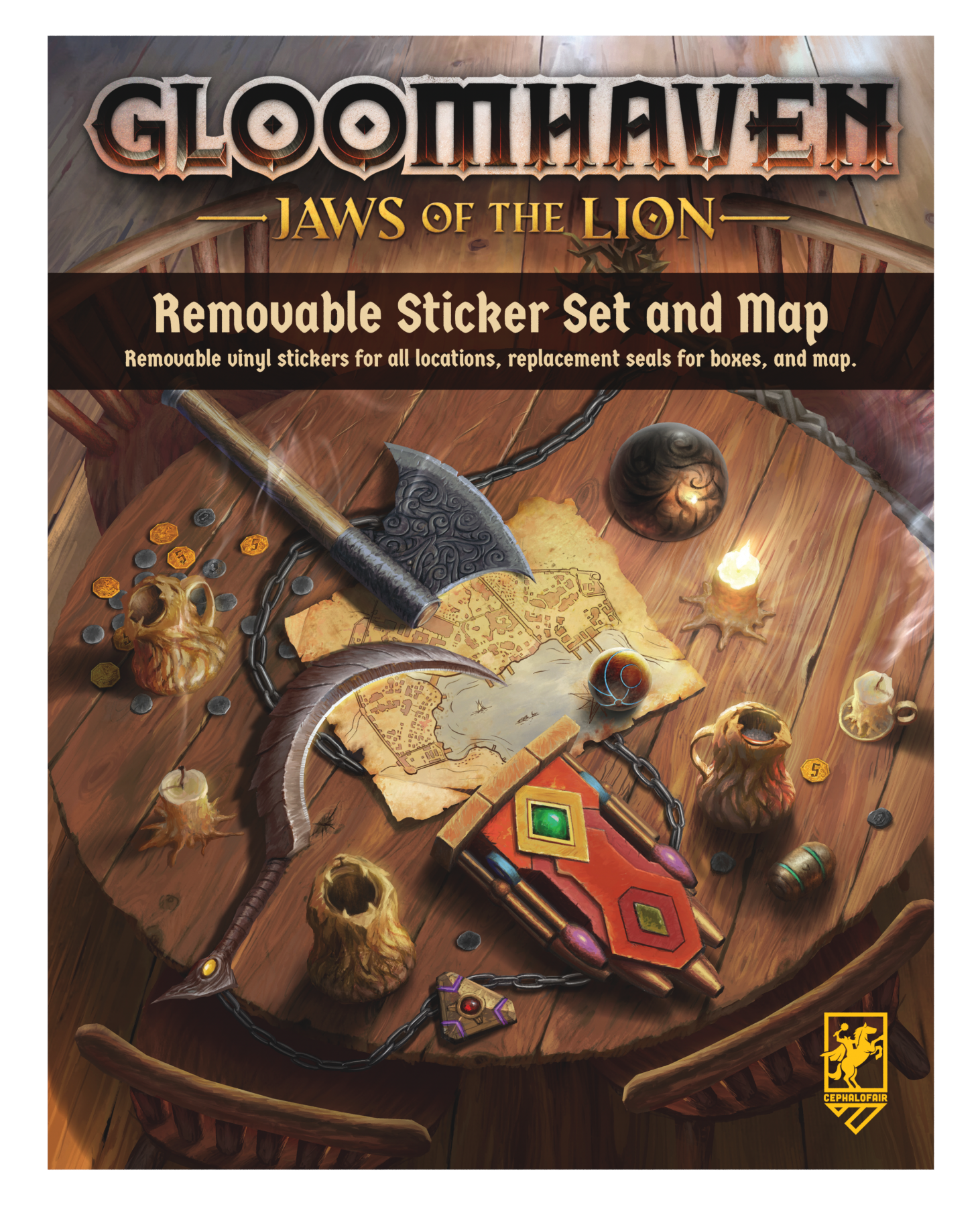 Gloomhaven: Jaws of the Lion Removable Sticker Set & Map