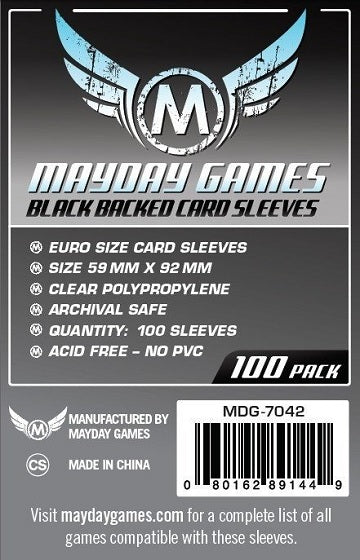 Mayday Sleeves - Black-Backed Euro Card Sleeves