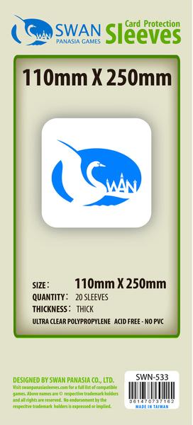 SWAN Sleeves - Card Sleeves (110 x 250 mm) - 20 Pack, Thick Sleeves